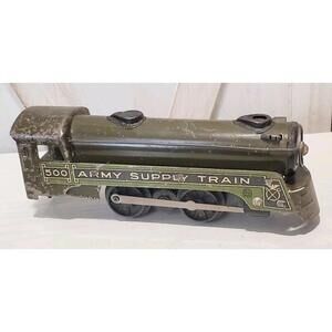 1930s Pre-War Marx #500 Army Supply Train Locomotive UNTESTED